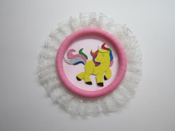 El Yapımı Pembe At Halka Kız Çocuk Odası Kapı Süsü - 1