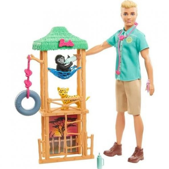 Barbie Ken ve Meslekleri Oyun Setleri  Ken Vahşi Doğa Veterineri