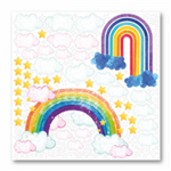 Sacayak Sticker Sevimli Gökkuşağı Rüyası Figürlü Çocuk Odası Sticker