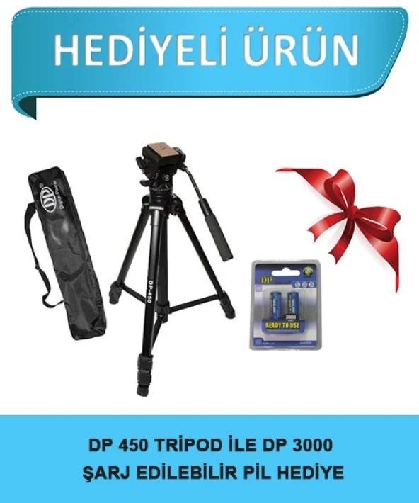 DP-450 Canon Nikon  Profesyonel Tripod DP Şarjlı Pil Hediyeli.