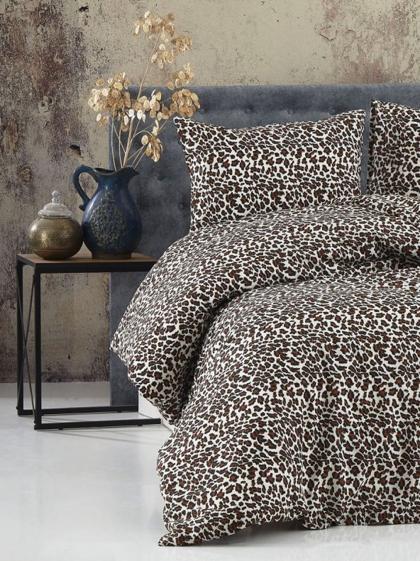 Majeste Pamuklu Leopar Desenli Çift Kişilik Nevresim Takımı-8375 - 4