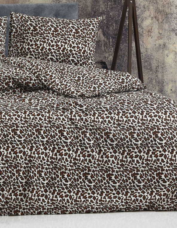 Majeste Pamuklu Leopar Desenli Çift Kişilik Nevresim Takımı-8375 - 5