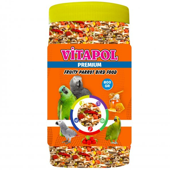 VİTAPOL PREMIUM MEYVELİ PAPAĞAN KUŞ YEMİ 800 GR