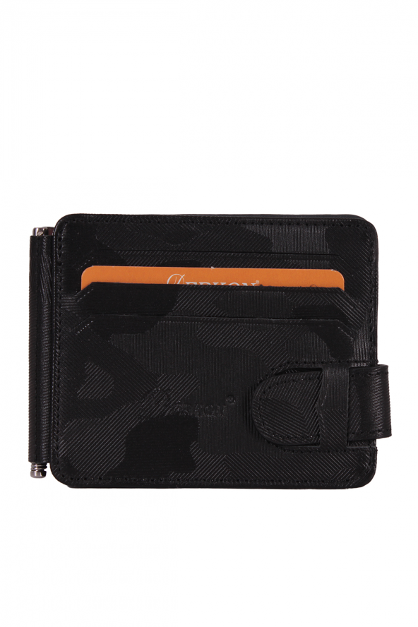 Derkon 00151 Parlak Siyah Erkek Hakiki Deri Kartvizitlik