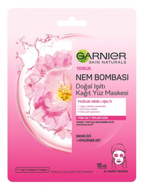 Garnier Nem Bombası Işıltı Verici Kağıt Yüz Maskesi