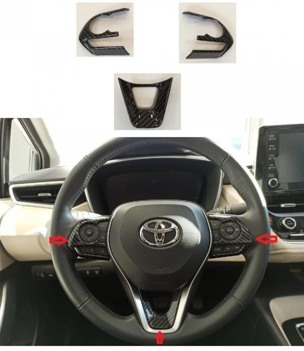 Oled Garaj Toyota Corolla Direksiyon Alt Ve Düğme Kaplaması Karbon (2019+) - 1
