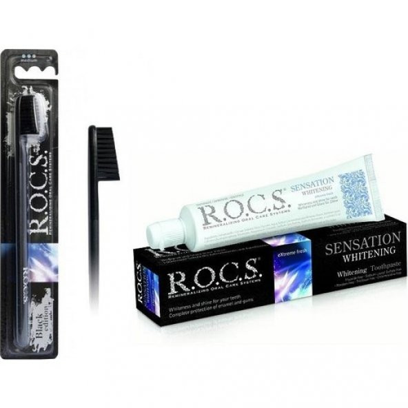 Rocs Sensation Whitening Diş Macunu & Black Diş Fırçası