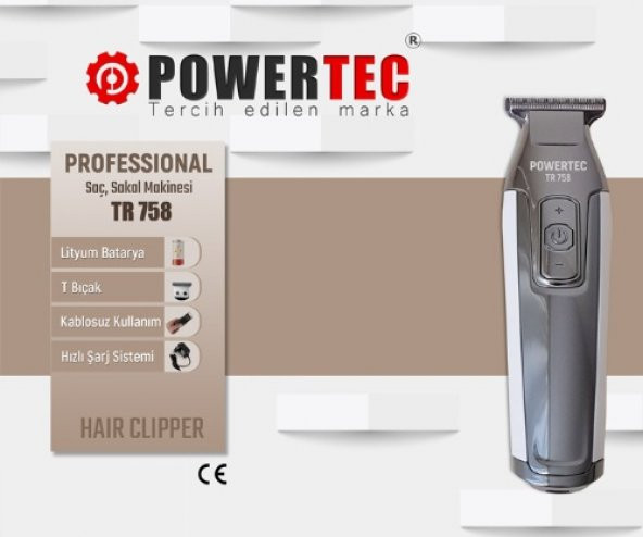 Powertec Tr-758 Şarjlı Profesyonel Tıraş Makinesi