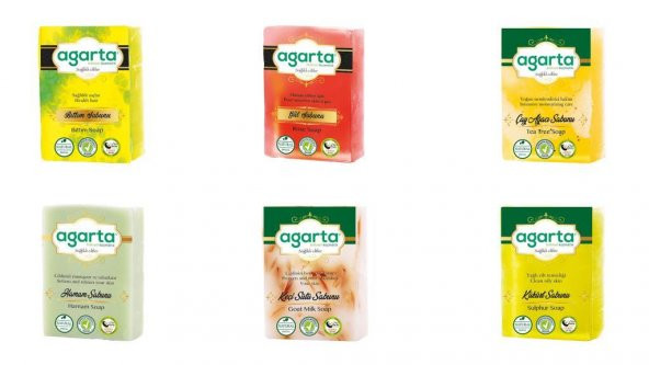 Agarta Doğal Gül-Bıttım-Çay Ağacı-Hamam-Keçi Sütü-Kükürt Sabunu 6lı Paket