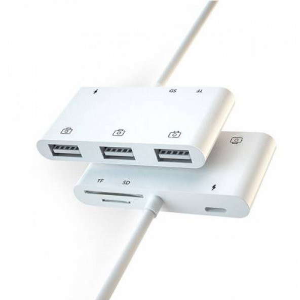 İphone 5,5s Uyumlu Klavye, Mouse, USB Flash Bellek Okuyucu Adaptör - 8