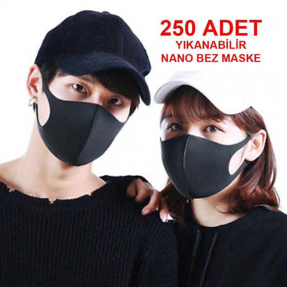 Yıkanabilir Nano Bez Maske 250 Adet - Siyah