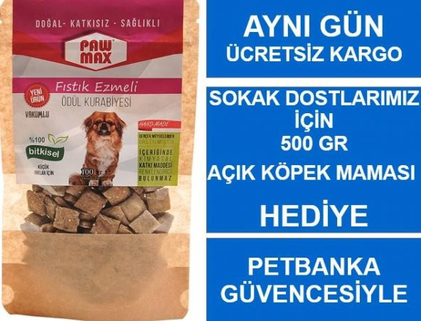 PAWMAX FISTIK EZMELİ KÜÇÜK IRK EV YAPIMI ŞEKERSİZ KURABİYE 100 Gr