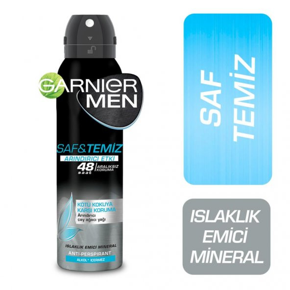 Garnier Men Saf ve Temiz Aerosol Erkek Deodorant 150 ml