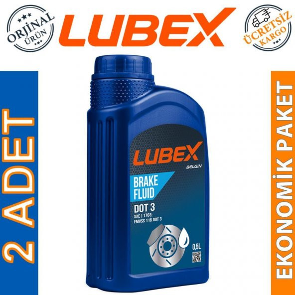 Lubex Brake Fluid DOT 3 Fren Hidrolik Yağı 500 Ml (2 Adet)