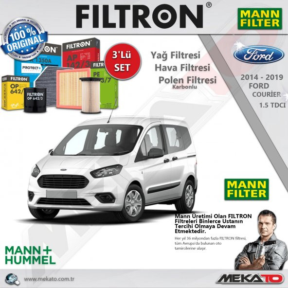 Ford Courier 1.5 TDCI 3 Lü Mann Filtron Karbonlu Filtre Seti 2014-2019