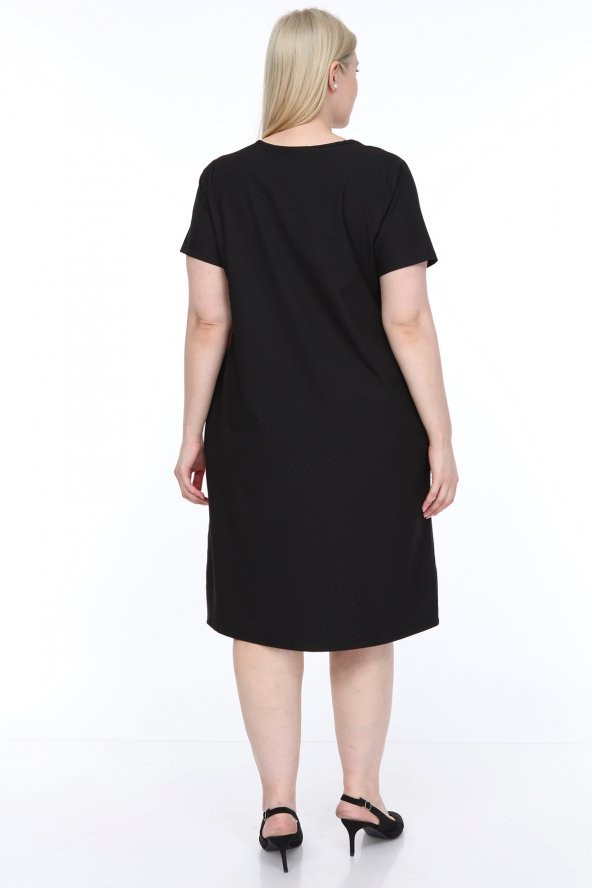 Lir Kadın Büyük Beden Yarım Kol Elbise Vizon L1621 - 5