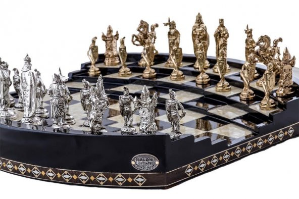 Arena 3D Chess Board Black Big Size  | Metal Figürlü - 2