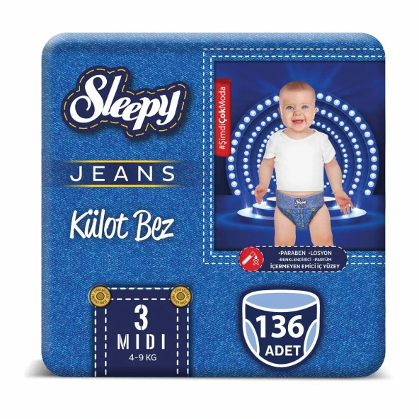 Sleepy Jeans Külot Bez 3 Beden Midi 4'lü Jumbo 136 Adet