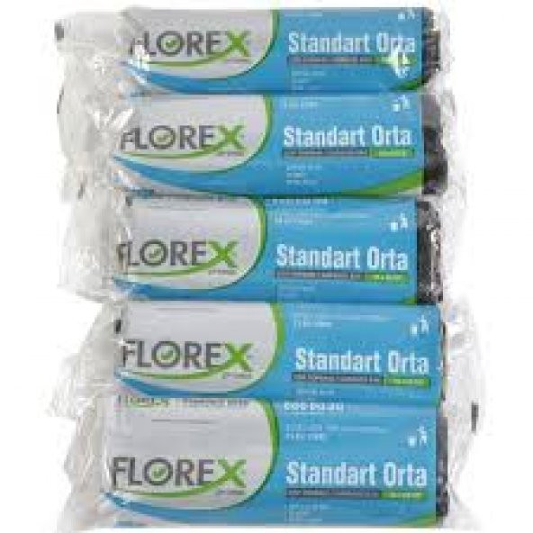 Florex Standart Orta Boy Çöp Torbası 50 Adet Siyah 55 x 60 CM 5 paket