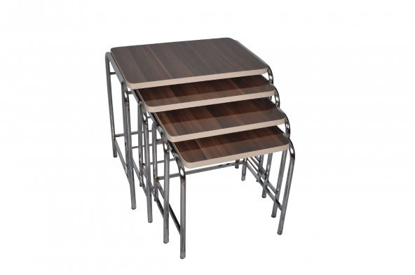 NİKEL ÇELİK ZİGON SEHPA DÖRTLÜ