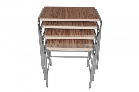 NİKEL ÇELİK ZİGON SEHPA DÖRTLÜ