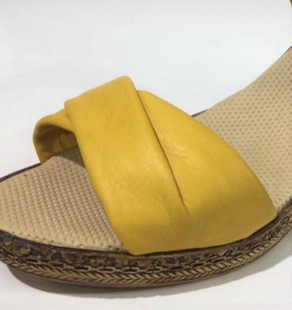Emani 785.070 Sarı Kadın Deri Topuklu Sandalet - 4