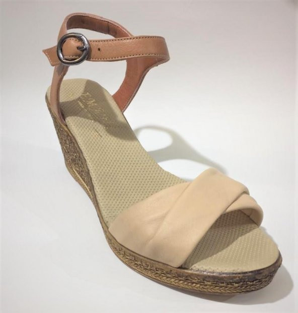 Emani 785.071 Bej Kadın Deri Topuklu Sandalet