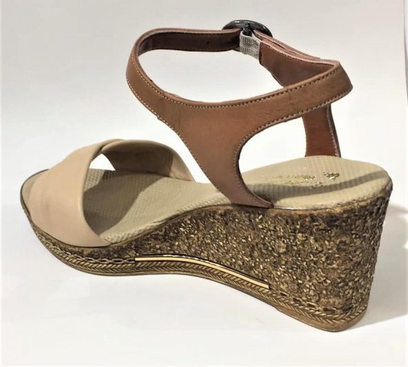 Emani 785.071 Bej Kadın Deri Topuklu Sandalet - 2