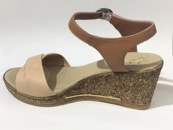 Emani 785.071 Bej Kadın Deri Topuklu Sandalet - 5