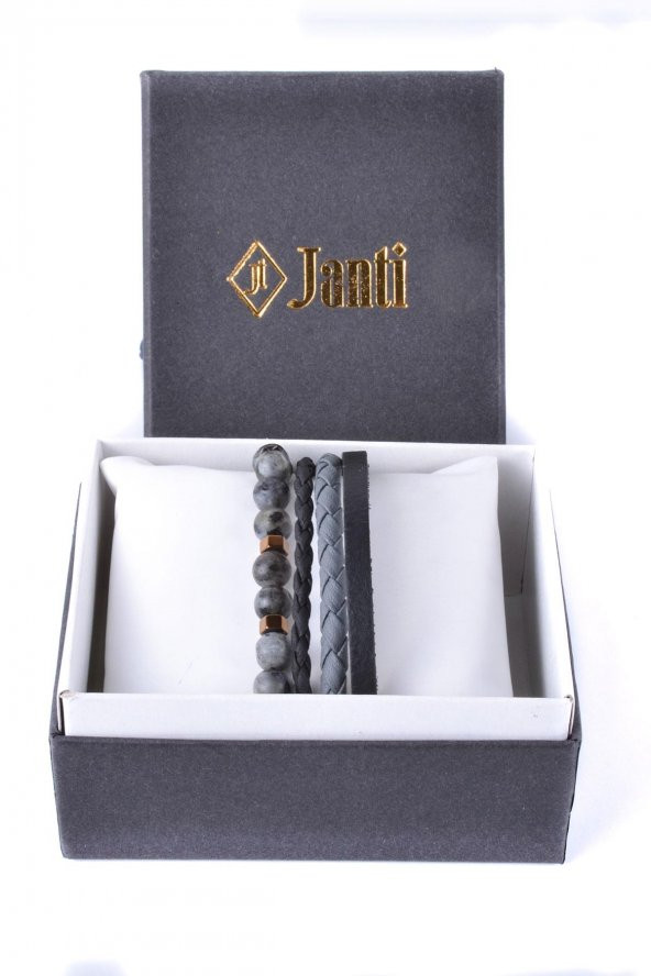 JTKB20071 DOĞAL TAŞ ve DERİ KOMBİN BİLEKLİK - 4