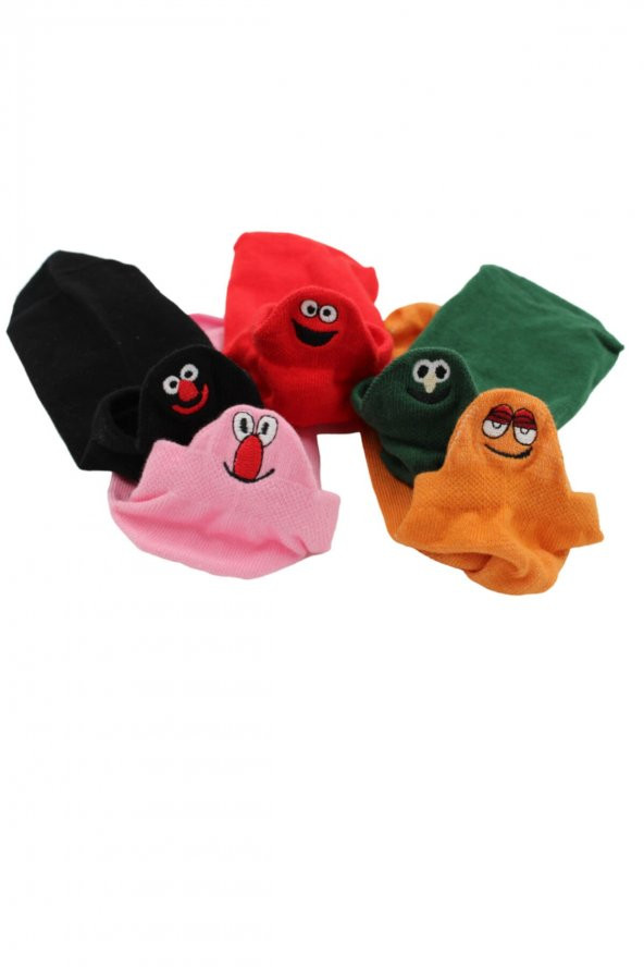 5li Gökkuşağı Emoji Çorap Seti - 1