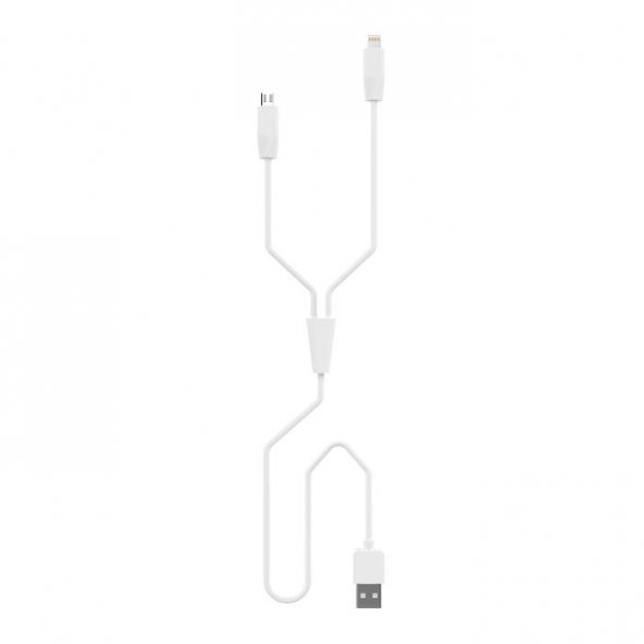 Hoco X1 Çift Uçlu Beyaz Lightning + Micro Şarj Kablosu 1mt