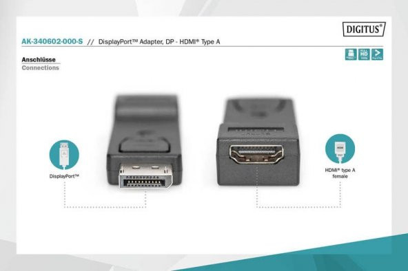 DIGITUS D.PORT -HDMI ÇEVİRİCİ (AK-340602-000-S) - 6