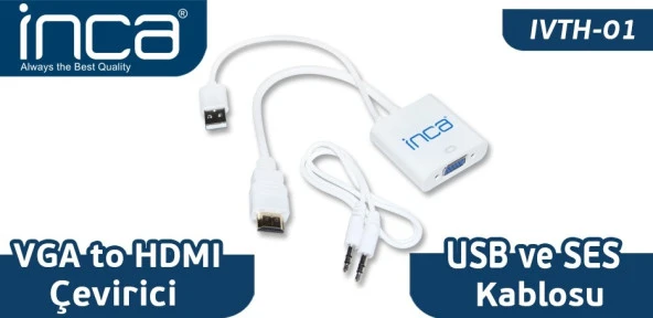 INCA VGA --- HDMI ÇEVİRİCİ (SES KABLOLU)