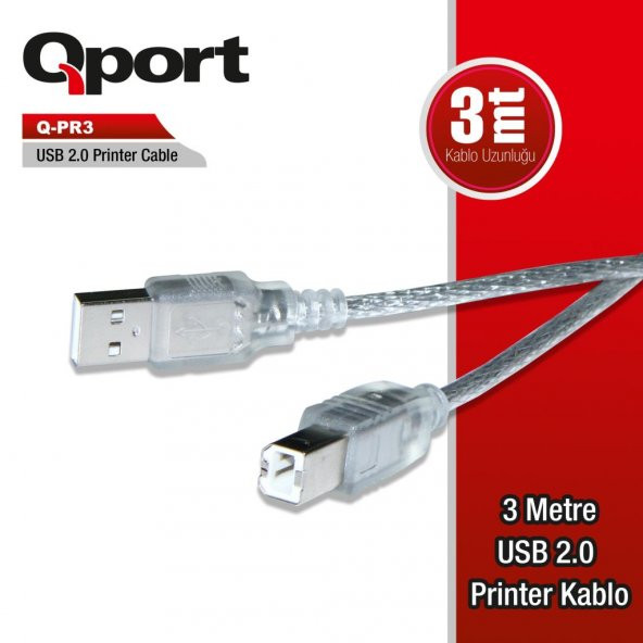 QPORT Q-PR3 3,0m USB 2.0 YAZICI KABLOSU - 2