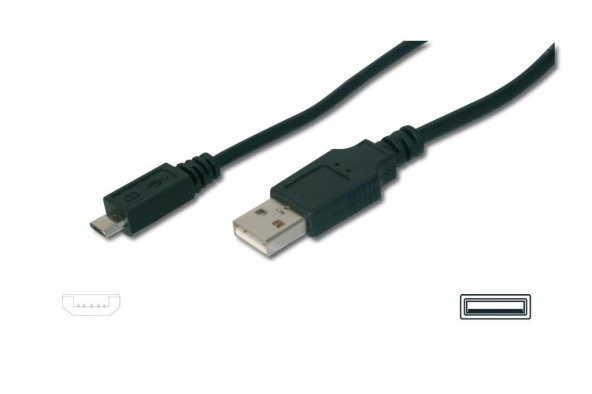 DIGITUS 1,0m USB - MİKROUSB BE(AK-300110-010-S)