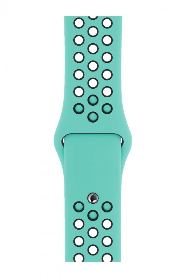 Apple Watch Uyumlu 42 mm Spor Delikli Kordon Silikon Kayış Su Yeşili