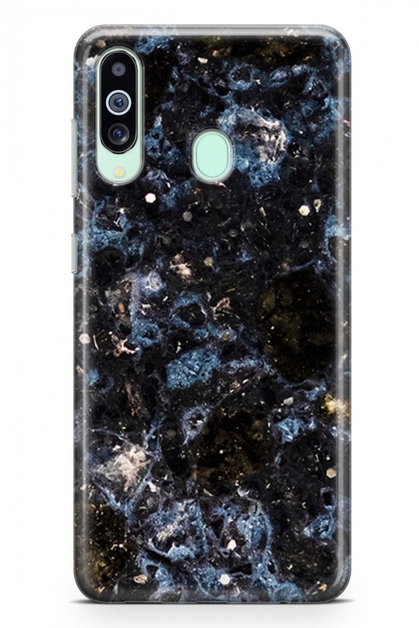 Samsung Galaxy A60 Kılıf Marble Mermer Serisi Siyah Mavi