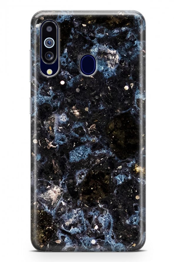 Samsung Galaxy A60 Kılıf Marble Mermer Serisi Siyah Mavi - 2