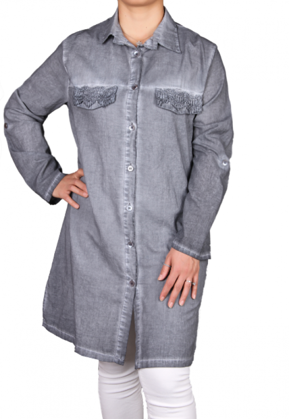 butikxxl pamuklu gömlek tunik cep - 4