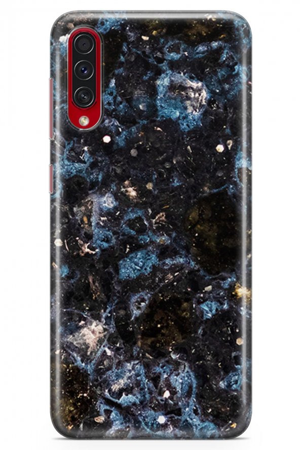 Samsung Galaxy A70s Kılıf Marble Mermer Serisi Siyah Mavi