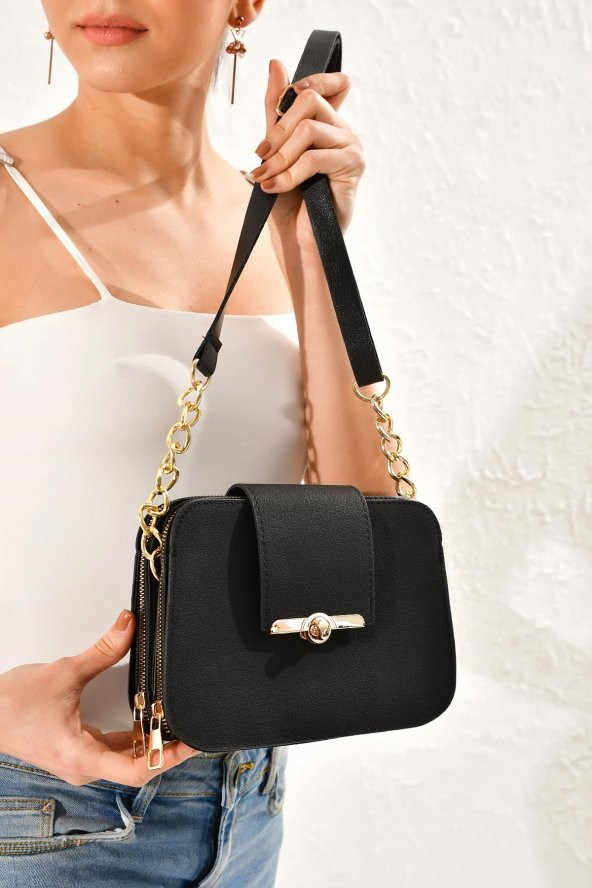 Süet Toka Kilit Detay Omuz Çantası - 8