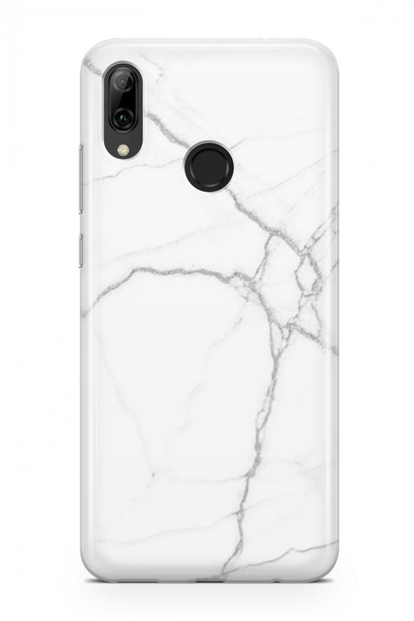 Huawei P Smart 2019 Kılıf Marble Mermer Beyaz Siyah