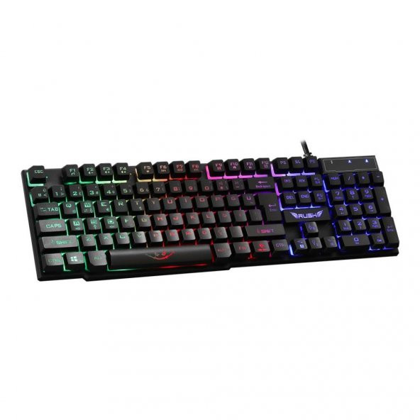 RUSH RK112 Q USB MEKANİK HİS İNGİLİZCE KLAVYE,SİY