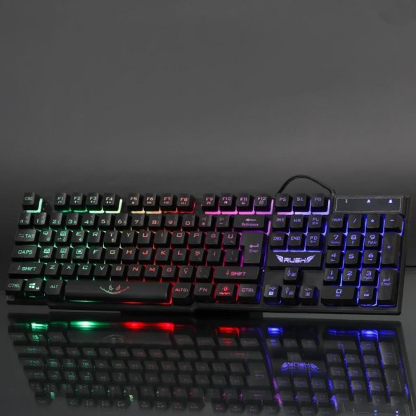 RUSH RK112 Q USB MEKANİK HİS İNGİLİZCE KLAVYE,SİY - 5
