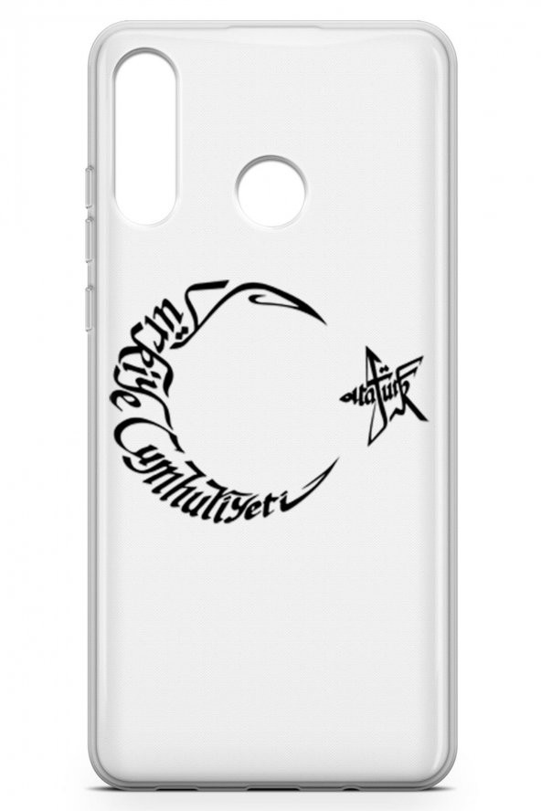 Huawei Nova 4e Kılıf Şeffaf Atatürk Serisi Ay Yıldız - 3