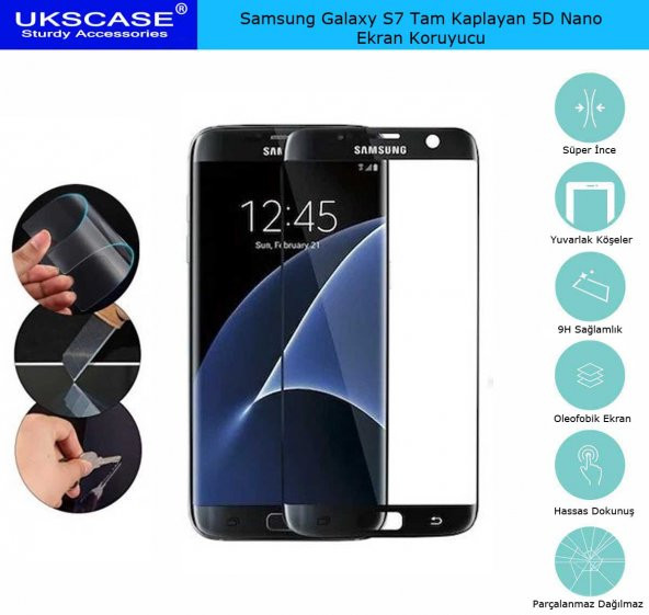 Samsung Galaxy S7 Tam Kaplayan Ekran Koruyucu 5D Nano Glass