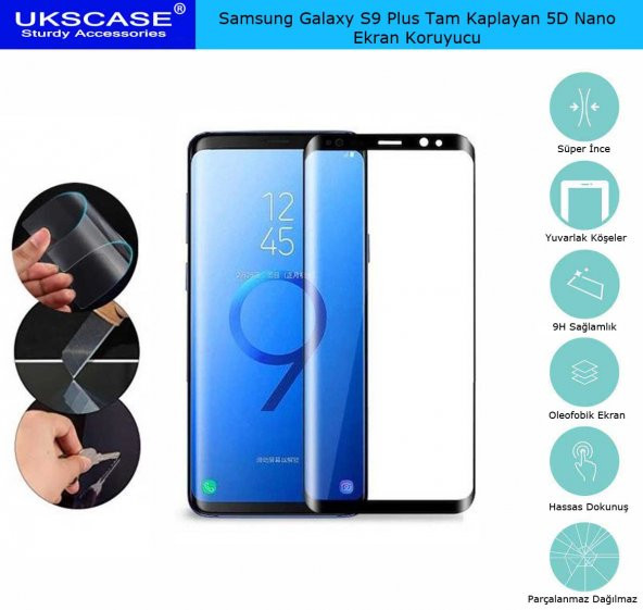 Samsung Galaxy S9 Plus Tam Kaplayan Ekran Koruyucu 5D Nano Glass