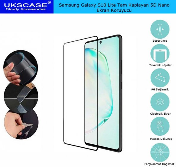 Samsung Galaxy S10 Lite Tam Kaplayan Ekran Koruyucu 5D Nano Glass