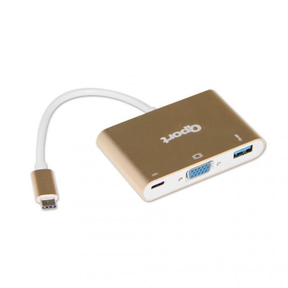 Q-PORT USB TYPE-C - VGA+USB3.0+TYPE-C ÇEVİRİCİ - 2